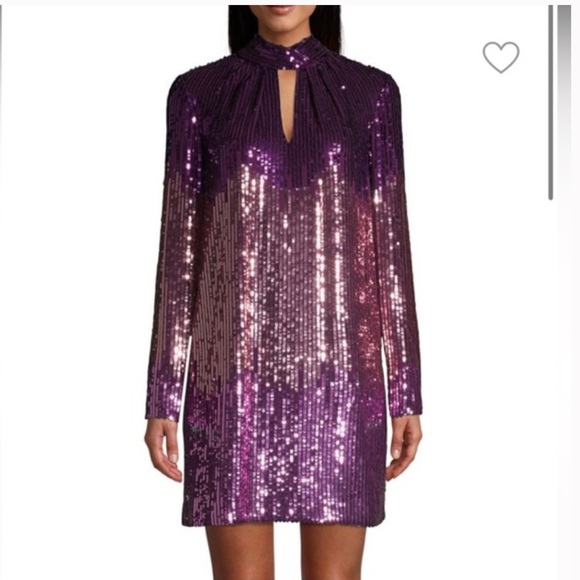Kate Spade Ombre Sequin Long Sleeve Dress in Pink and Purple - Picture 8 of 9